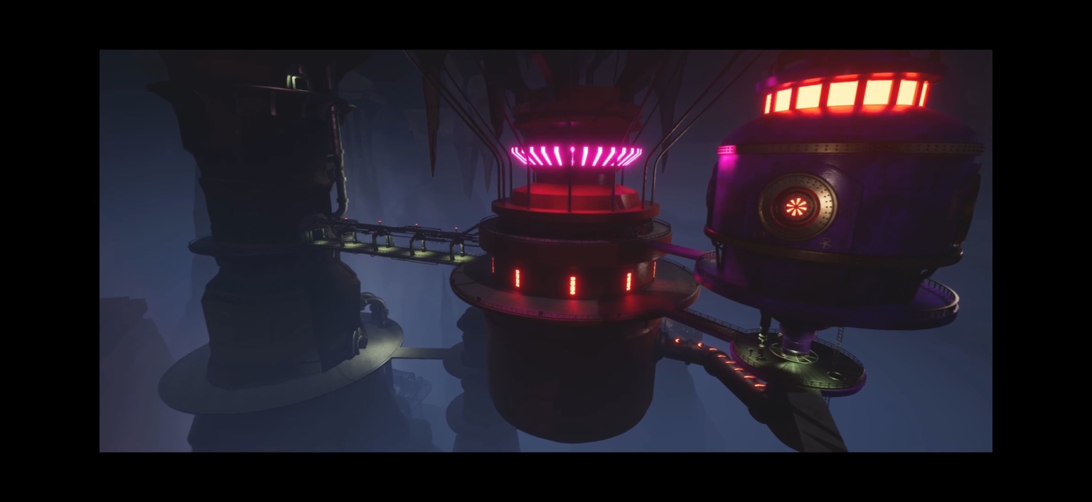 Monsters at Work pink-lit environment fly through preview